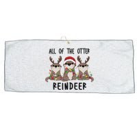 All of the Otter Reindeer Cute Christmas Animal Otter Pun Large Microfiber Waffle Golf Towel