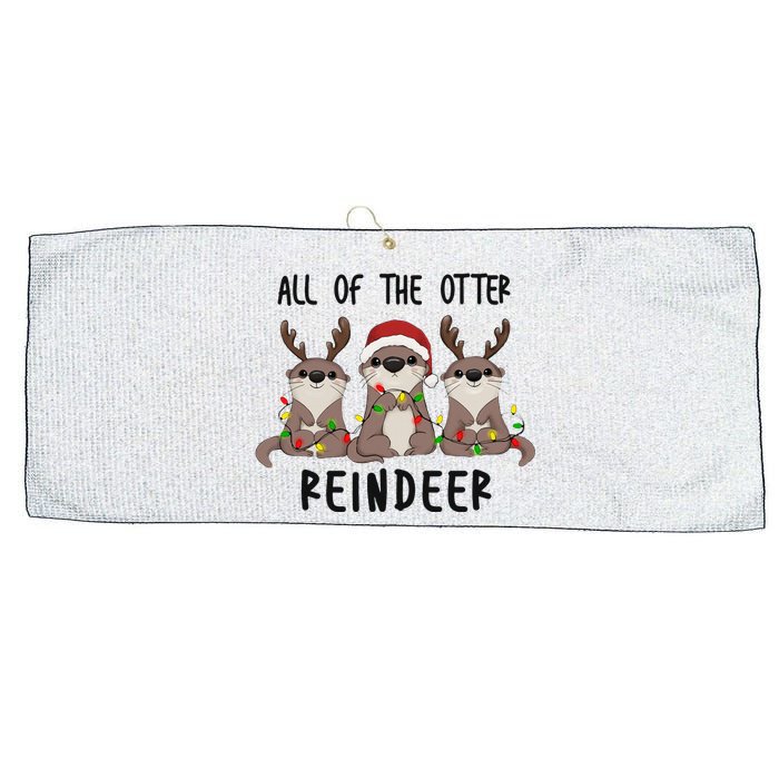 All of the Otter Reindeer Cute Christmas Animal Otter Pun Large Microfiber Waffle Golf Towel