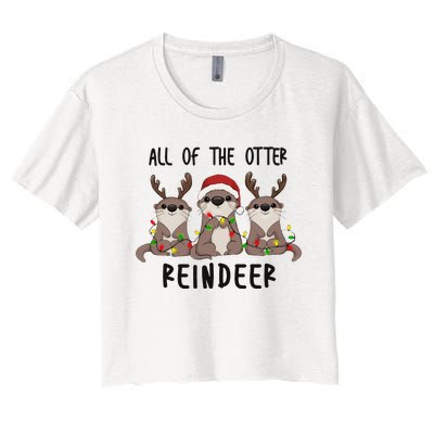 All of the Otter Reindeer Cute Christmas Animal Otter Pun Women's Crop Top Tee