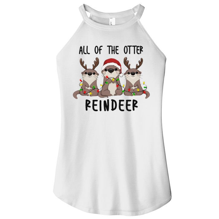 All of the Otter Reindeer Cute Christmas Animal Otter Pun Women's Perfect Tri Rocker Tank