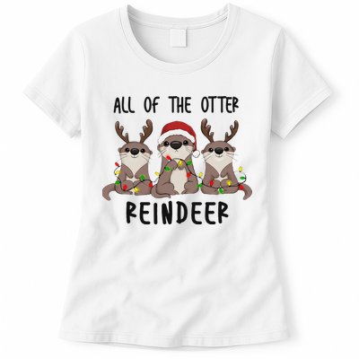 All of the Otter Reindeer Cute Christmas Animal Otter Pun Womens T-Shirt