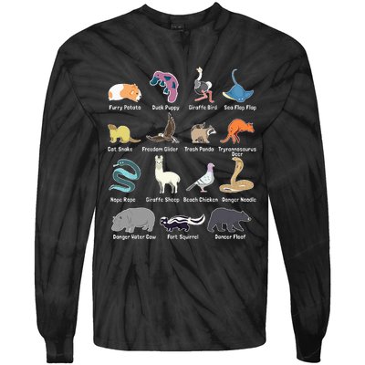 Animals Of The World Rare Exotic Animals Funny Memes Gift Tie-Dye Long Sleeve Shirt