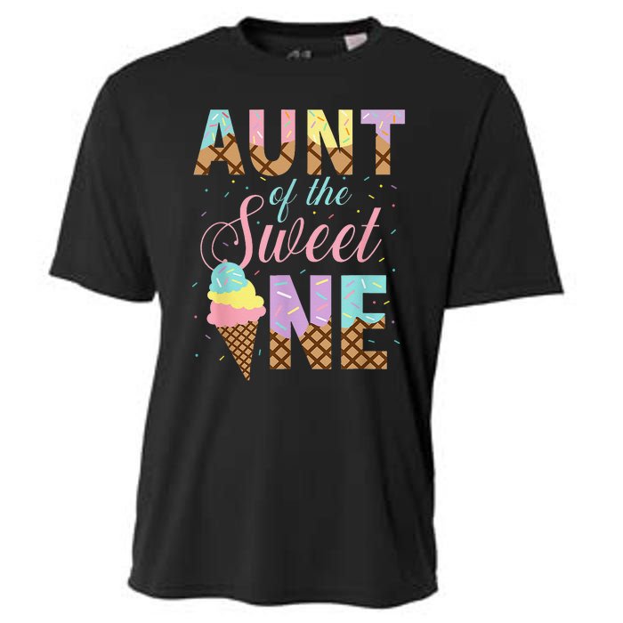 Aunt Of The Sweet One Ice Cream 1st First Birthday Family Cooling Performance Crew T-Shirt