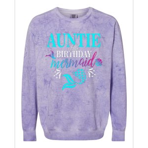 Auntie Of The Birthday Mermaid Matching Family Colorblast Crewneck Sweatshirt