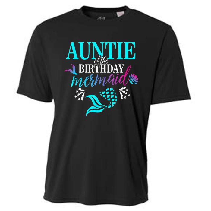 Auntie Of The Birthday Mermaid Matching Family Cooling Performance Crew T-Shirt