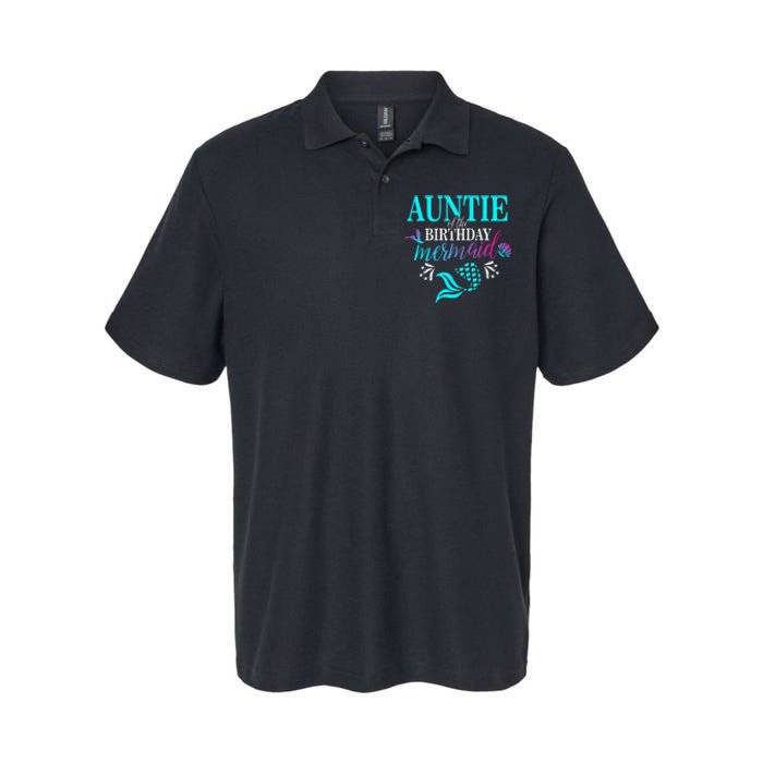 Auntie Of The Birthday Mermaid Matching Family Softstyle Adult Sport Polo