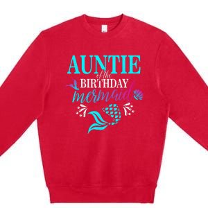 Auntie Of The Birthday Mermaid Matching Family Premium Crewneck Sweatshirt