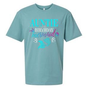 Auntie Of The Birthday Mermaid Matching Family Sueded Cloud Jersey T-Shirt