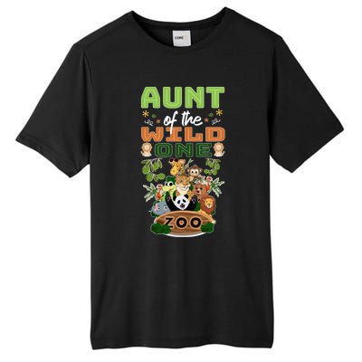 Aunt Of The Wild One Zoo Birthday Safari Jungle Animal Funny Gift Tall Fusion ChromaSoft Performance T-Shirt