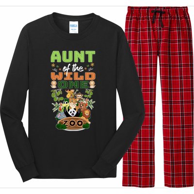 Aunt Of The Wild One Zoo Birthday Safari Jungle Animal Funny Gift Long Sleeve Pajama Set