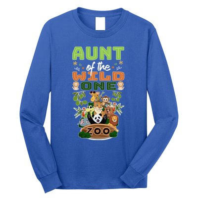 Aunt Of The Wild One Zoo Birthday Safari Jungle Animal Funny Gift Long Sleeve Shirt