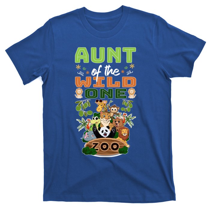 Aunt Of The Wild One Zoo Birthday Safari Jungle Animal Funny Gift T-Shirt