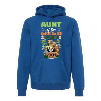 Aunt Of The Wild One Zoo Birthday Safari Jungle Animal Funny Gift Premium Hoodie