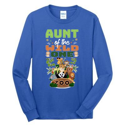 Aunt Of The Wild One Zoo Birthday Safari Jungle Animal Funny Gift Tall Long Sleeve T-Shirt