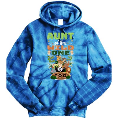 Aunt Of The Wild One Zoo Birthday Safari Jungle Animal Funny Gift Tie Dye Hoodie