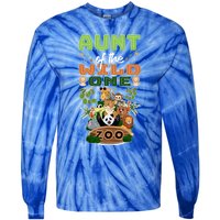 Aunt Of The Wild One Zoo Birthday Safari Jungle Animal Funny Gift Tie-Dye Long Sleeve Shirt