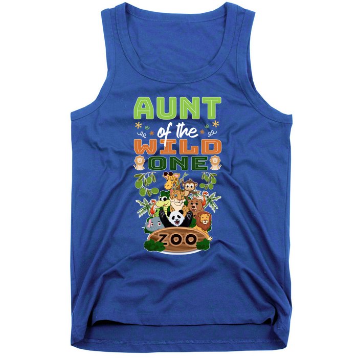 Aunt Of The Wild One Zoo Birthday Safari Jungle Animal Funny Gift Tank Top