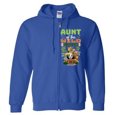 Aunt Of The Wild One Zoo Birthday Safari Jungle Animal Funny Gift Full Zip Hoodie