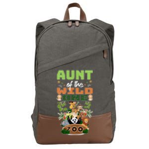 Aunt Of The Wild One Zoo Birthday Safari Jungle Animal Funny Gift Cotton Canvas Backpack