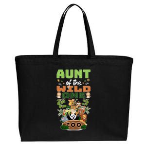 Aunt Of The Wild One Zoo Birthday Safari Jungle Animal Funny Gift Cotton Canvas Jumbo Tote