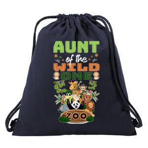 Aunt Of The Wild One Zoo Birthday Safari Jungle Animal Funny Gift Drawstring Bag