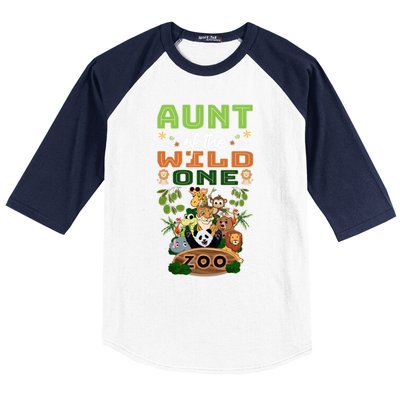 Aunt Of The Wild One Zoo Birthday Safari Jungle Animal Funny Gift Baseball Sleeve Shirt