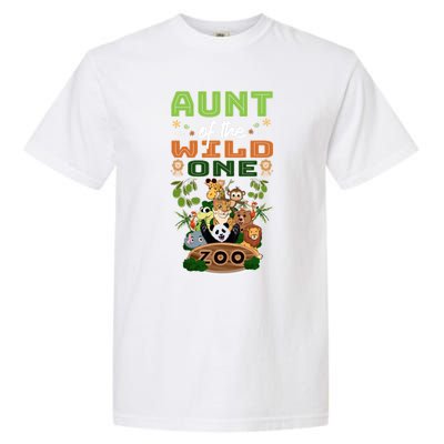 Aunt Of The Wild One Zoo Birthday Safari Jungle Animal Funny Gift Garment-Dyed Heavyweight T-Shirt