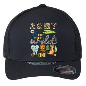 Aunt Of The Wild One Zoo Mother Birthday Safari Jungle Anima Great Gift Flexfit Unipanel Trucker Cap