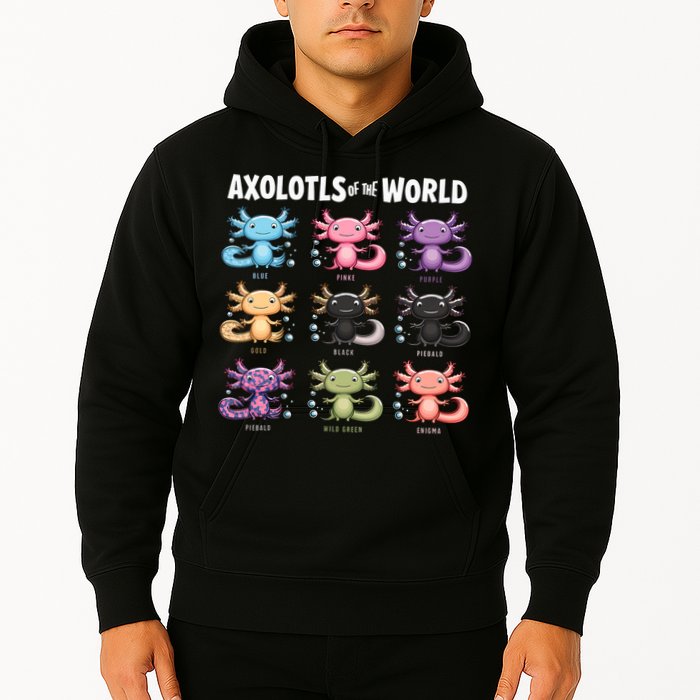 Axolotls Of The World Fun Colorful Cartoon Design Hoodie