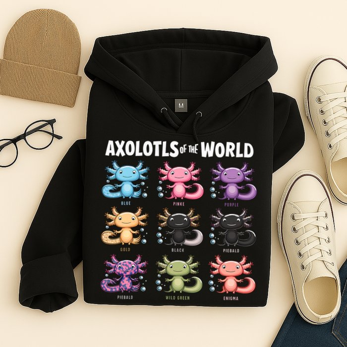 Axolotls Of The World Fun Colorful Cartoon Design Hoodie