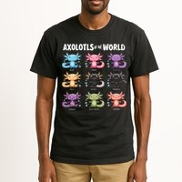 Axolotls Of The World Fun Colorful Cartoon Design Tall T-Shirt