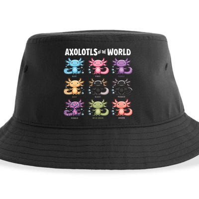 Axolotls Of The World Fun Colorful Cartoon Design Sustainable Bucket Hat