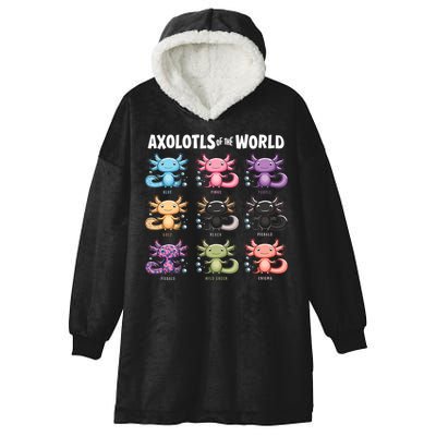 Axolotls Of The World Fun Colorful Cartoon Design Hooded Wearable Blanket