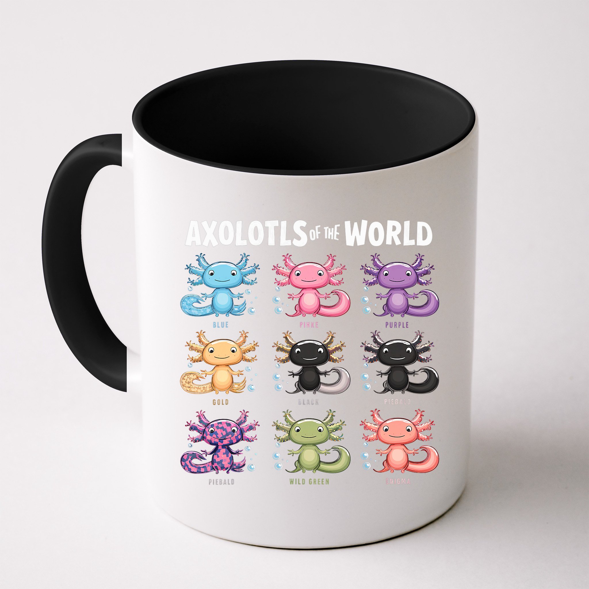 Axolotls Of The World Fun Colorful Cartoon Design Mug