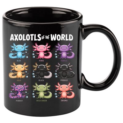 Axolotls Of The World Fun Colorful Cartoon Design 11oz C Handle Ceramic Mug