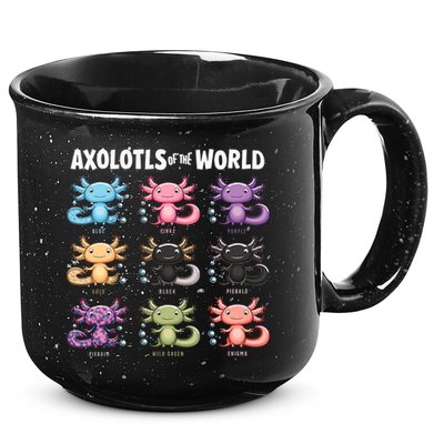 Axolotls Of The World Fun Colorful Cartoon Design 15oz Campfire Ceramic Mug