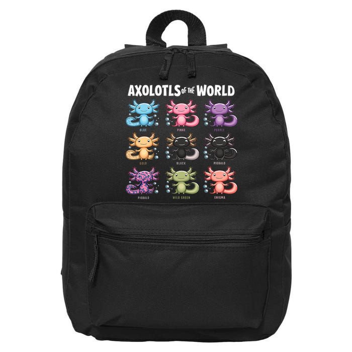 Axolotls Of The World Fun Colorful Cartoon Design 16 in Basic Backpack
