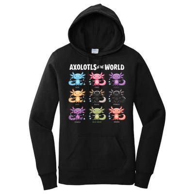 Axolotls Of The World Fun Colorful Cartoon Design Women's Pullover Hoodie