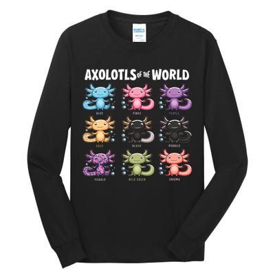 Axolotls Of The World Fun Colorful Cartoon Design Tall Long Sleeve T-Shirt