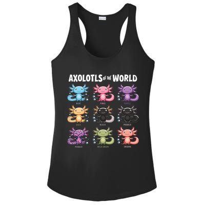 Axolotls Of The World Fun Colorful Cartoon Design Ladies PosiCharge Competitor Racerback Tank