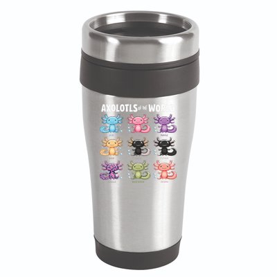 Axolotls Of The World Fun Colorful Cartoon Design 16oz Travel Tumbler