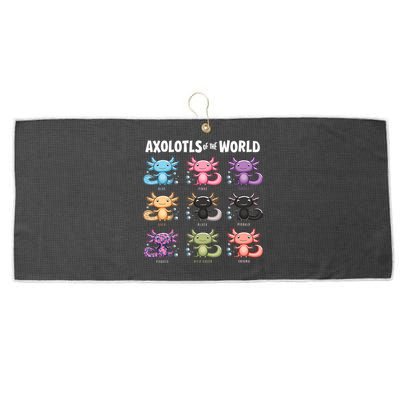 Axolotls Of The World Fun Colorful Cartoon Design Large Microfiber Waffle Golf Towel