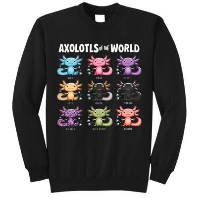 Axolotls Of The World Fun Colorful Cartoon Design Tall Sweatshirt