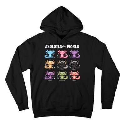 Axolotls Of The World Fun Colorful Cartoon Design Tall Hoodie