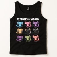 Axolotls Of The World Fun Colorful Cartoon Design Tank Top