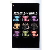 Axolotls Of The World Fun Colorful Cartoon Design Golf Towel