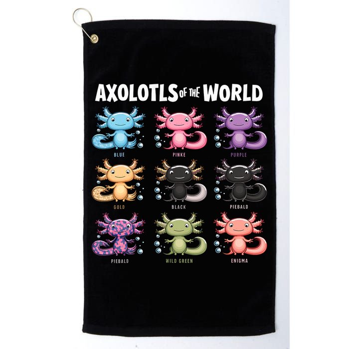 Axolotls Of The World Fun Colorful Cartoon Design Golf Towel