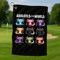 Axolotls Of The World Fun Colorful Cartoon Design Golf Towel