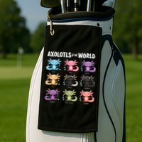 Axolotls Of The World Fun Colorful Cartoon Design Golf Towel