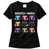 Axolotls Of The World Fun Colorful Cartoon Design Womens T-Shirt